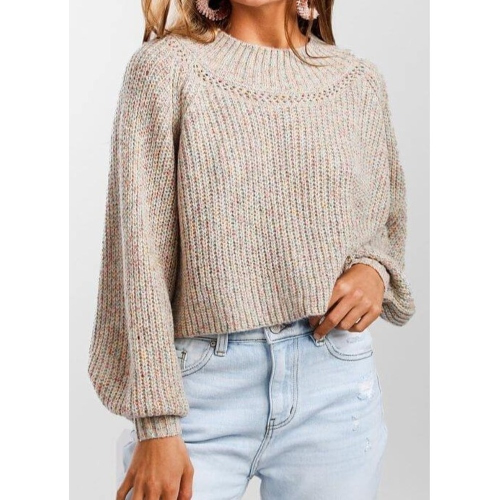 HYFVE HYFVE HYFVE womens M balloon sleeve copped‎ speckled sweater